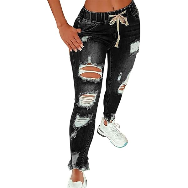 BIUDI FOX Women's Ripped Jeans High Waist Stretch Skinny